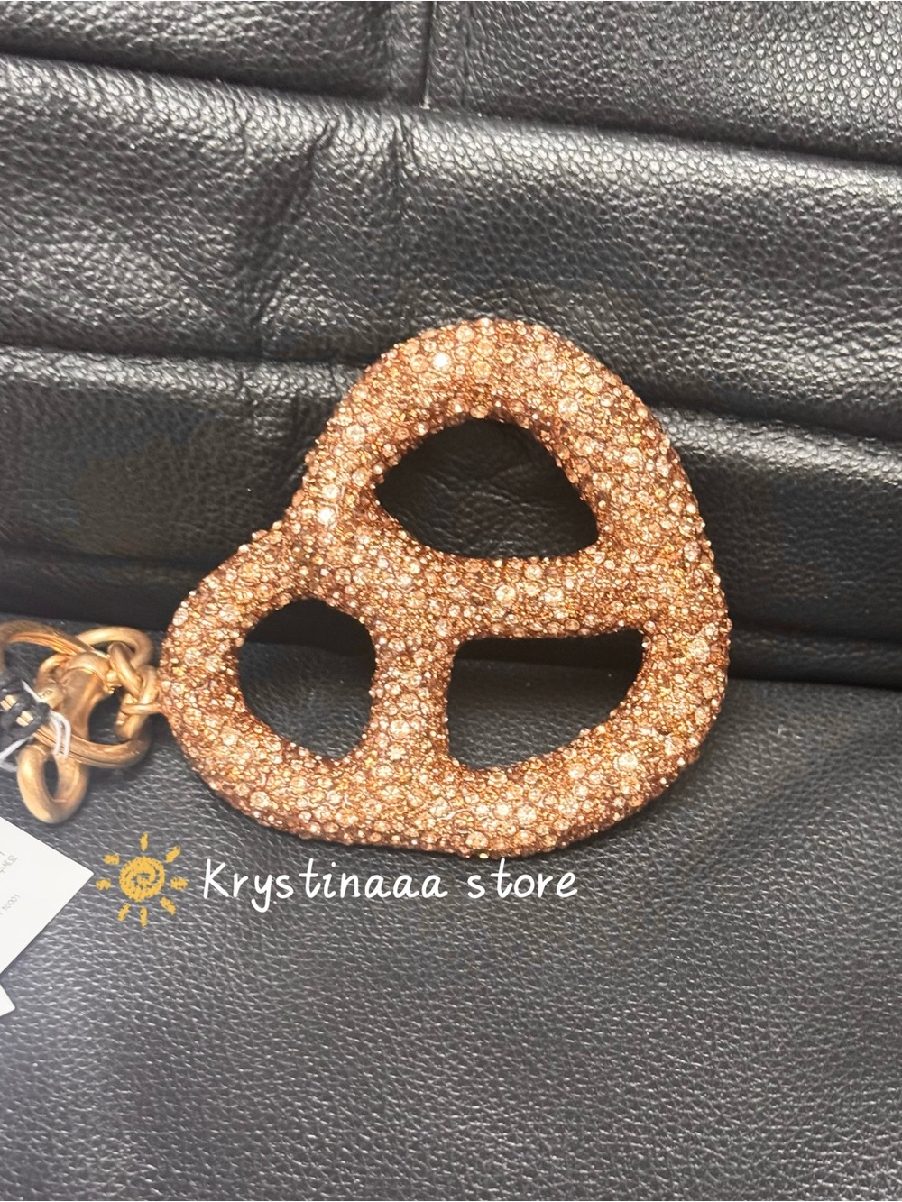 NWT Coach Large Crystal Pretzel Bag Charm CCY89 Fast Shipping! - Picture 5 of 9